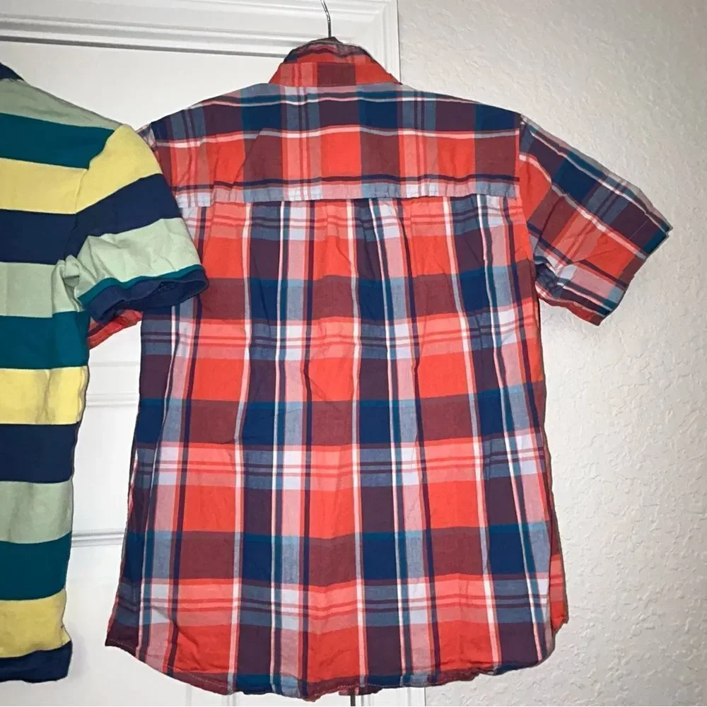 Old Navy Boys’ Plaid Stripe Floral Print Polo Button Down Shirt Lot of 4